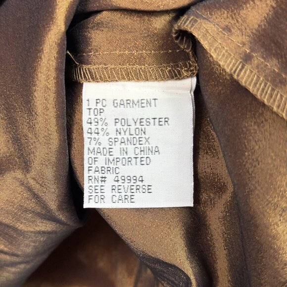 R&M Richards Bronze Metallic Top Womens 14W Tie Waist Zip Back *READ FLAW* NWT - Picture 5 of 10